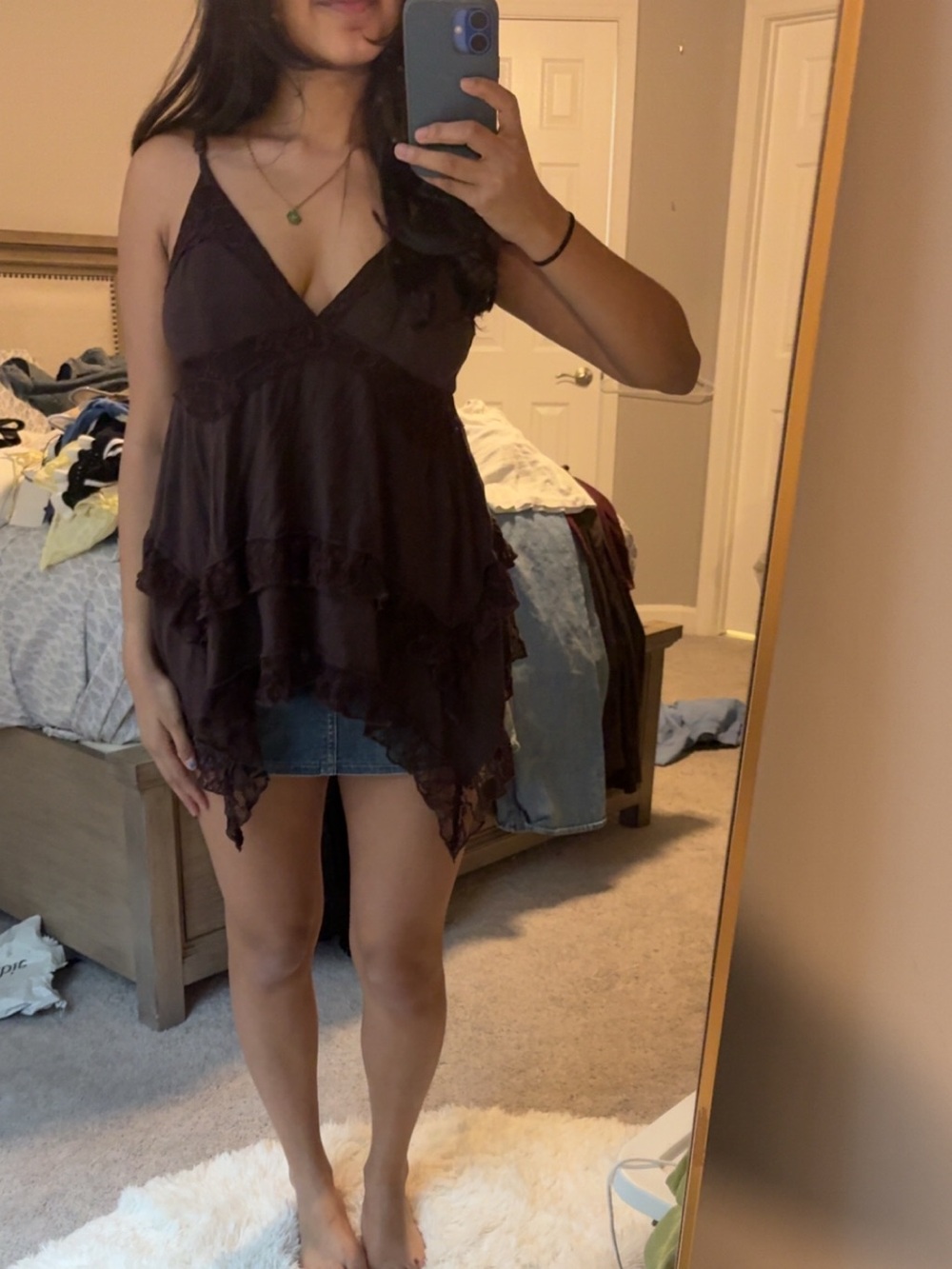Urban Outfitters dark brown layered lace cami top